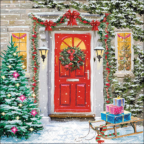 Geschmückte Eingangstür Serviette