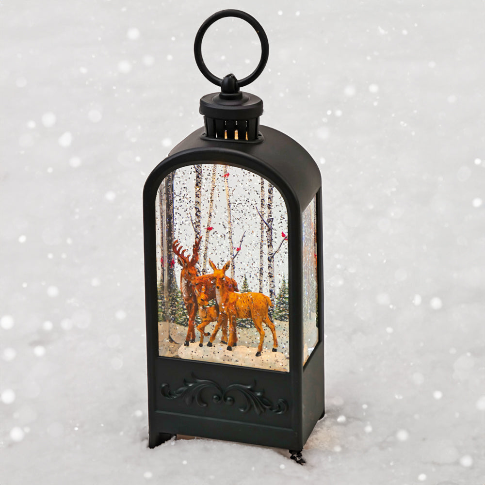 Glitterlaterne Hirschfamilie mit LED