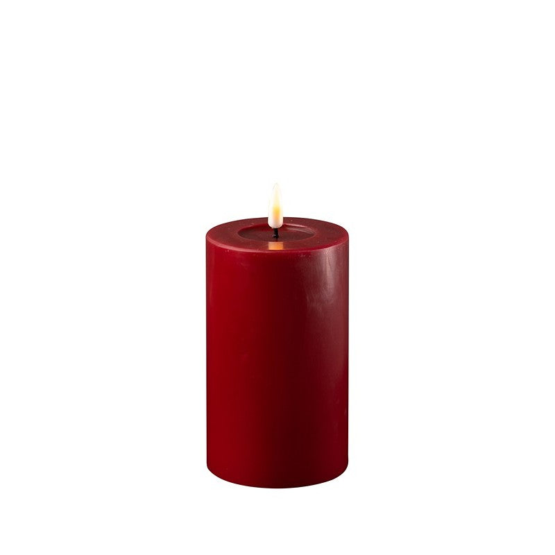 Bordeauxrote Stumpenkerze Indoor LED 12,5 cm