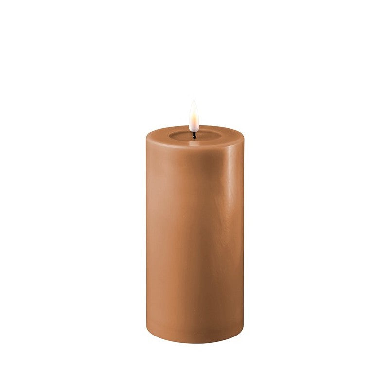 Karamellbraune Stumpenkerze Indoor LED 15 cm